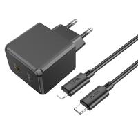 Сетевое зарядное устройство HOCO CS13A Ocean 1xUSB-C с Кабелем Type-C - Lightning, 20W, черный