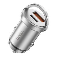 Автомобильное зарядное устройство HOCO NZ10 Handy, 1xUSB + 1xUSB-C, 4A, 45W, серебристый