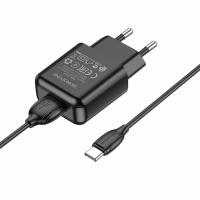 Сетевое зарядное устройство BOROFONE BA64A Single port 1xUSB с Кабелем USB - Type-C, черный