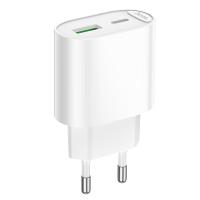 Сетевое зарядное устройство HOCO C109A Fighter 1xUSB + 1xUSB-C, 3A, 20W, белый