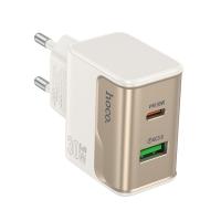 Сетевое зарядное устройство HOCO CS73A Star 1xUSB + 1xUSB-C, 3A, 30W, белый
