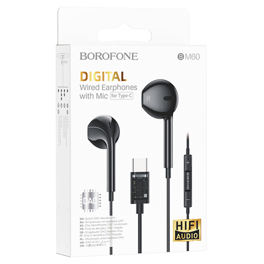 Проводные наушники BOROFONE BM60 Type-C Original, Type-C, 1.2 м, черный  оптом