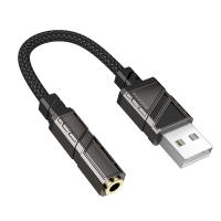 Переходник/Адаптер BOROFONE BV23 Dignity USB2.0 (m) - Jack 3,5 (f), 15 см, черный оптом Переходник/Адаптер BOROFONE BV23 Dignity USB2.0 (m) - Jack 3,5 (f), 15 см, черный