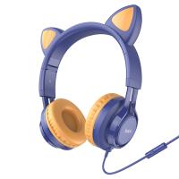 Проводные наушники HOCO W36 Cat ear, Jack 3.5mm, 1.2 м, синий