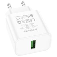 Сетевое зарядное устройство BOROFONE BA72A Spring 1xUSB, 18W, белый