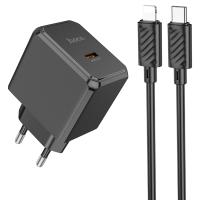 Сетевое зарядное устройство HOCO CS15A Ocean 1xUSB-C с Кабелем Type-C - Lightning, 30W, черный