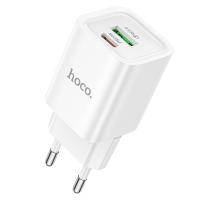 Сетевое зарядное устройство HOCO C149A Charm 1xUSB + 1xUSB-C, 3A, 30W, белый