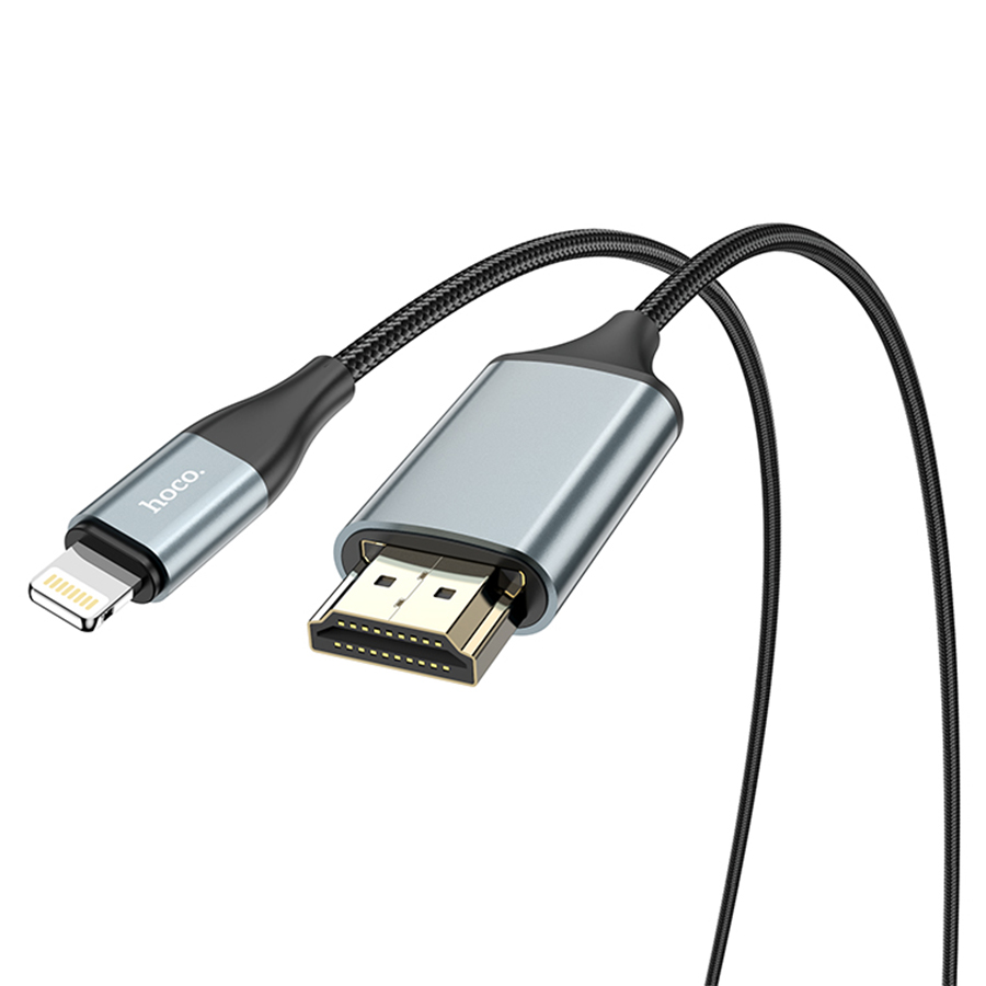 Видеокабель HOCO UA15 4K HDMI (m) - Lightning (m), 3.3V/500mA, 2 м, серый  металлик оптом