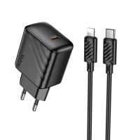 Сетевое зарядное устройство HOCO CS24A Puerto 1xUSB-C с Кабелем Type-C - Lightning, 25W, черный