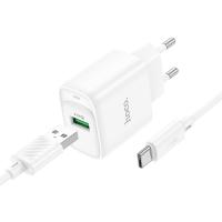 Сетевое зарядное устройство HOCO C140A Smart 1xUSB с Кабелем USB - Type-C, 18W, белый