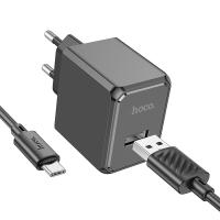 Сетевое зарядное устройство HOCO CS11A Ocean 1xUSB с Кабелем USB - Type-C, 2.1A, черный