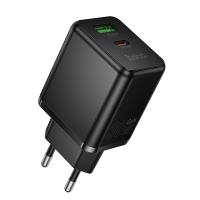 Сетевое зарядное устройство HOCO C157A Smart 1xUSB + 1xUSB-C, 3A, 30W, черный