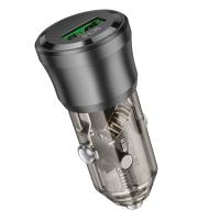 Автомобильное зарядное устройство BOROFONE BZ23 Noble, 1xUSB, 18W, прозрачный черный