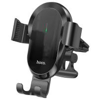 Автомобильный держатель HOCO CA105 Guide, зажимной с беспроводной зарядкой, 15W, на воздуховод, черный