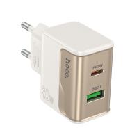 Сетевое зарядное устройство HOCO CS71A Star 1xUSB + 1xUSB-C, 3A, 20W, белый