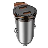 Автомобильное зарядное устройство HOCO NZ16B Rigorous, 2xUSB-C, 45W, серый металлик