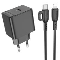 Сетевое зарядное устройство BOROFONE BAS15A Erudite 1xUSB-C с Кабелем Type-C - Lightning, 30W, черный