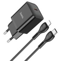 Сетевое зарядное устройство HOCO N27 Innovative 1xUSB-C с Кабелем Type-C - Lightning, 20W, черный