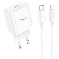 Сетевое зарядное устройство HOCO C76A Pro Majestic 1xUSB-C с Кабелем Type-C - Lightning, 30W, белый