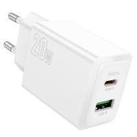 Сетевое зарядное устройство HOCO N69 Nuevo 1xUSB + 1xUSB-C, 3A, 20W, белый