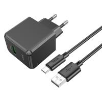 Сетевое зарядное устройство HOCO CS12A Ocean 1xUSB с Кабелем USB - Type-C, 18W, черный