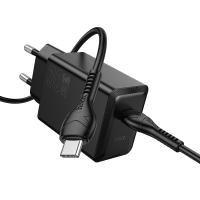 Сетевое зарядное устройство HOCO N70 Nuevo 1xUSB-C с Кабелем Type-C - Type-C, 30W, черный