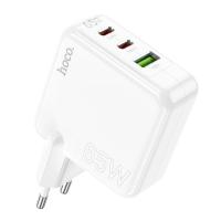 Сетевое зарядное устройство HOCO C115A Header 1xUSB + 2xUSB-C, 3A, 65W, белый