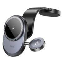 Автомобильный держатель HOCO HW28 Excelso, магнитный с беспроводной зарядкой, 15W, на приборную панель, черный+серый
