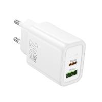 Сетевое зарядное устройство HOCO N61 Gentle 1xUSB + 1xUSB-C, 3A, 20W, белый