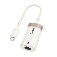 Переходник/Адаптер HOCO UA41B Crystal Type-C (m) - RJ45 (f), 15 см, белый