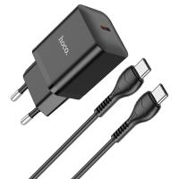 Сетевое зарядное устройство HOCO N27 Innovative 1xUSB-C с Кабелем Type-C - Type-C, 20W, черный