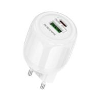 Сетевое зарядное устройство BOROFONE BA93A Lustrous 1xUSB + 1xUSB-C, 3A, 20W, белый
