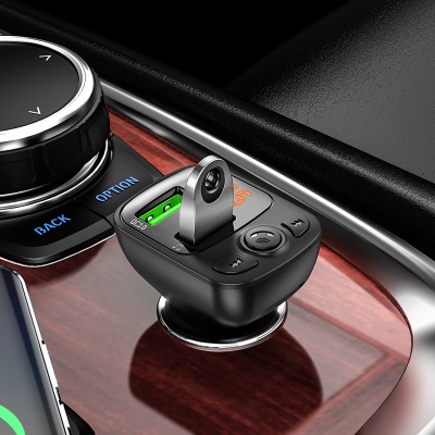 Автомобильное зарядное устройство с FM-Трансмиттер BOROFONE BC41 Eminency, 2xUSB, 1A, 18W, черный