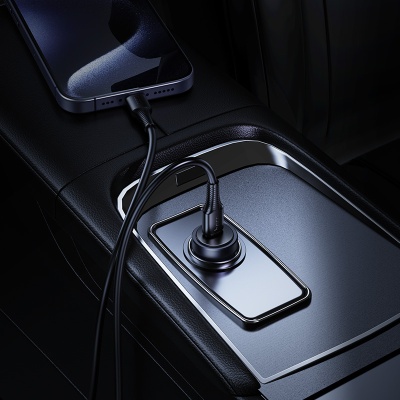 Автомобильное зарядное устройство HOCO Z62A Energy, 1xUSB-C с Кабелем Type-C - Type-C, 30W, серый металлик