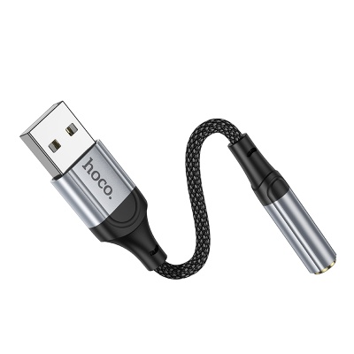Переходник/Адаптер HOCO LS36 Fresh USB (m) - Jack 3,5 (f), 12 см, черный