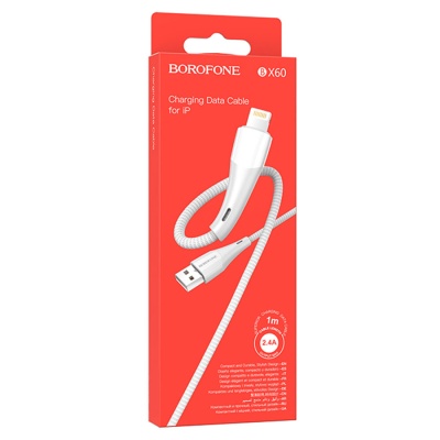 Кабель USB BOROFONE BX60 Superior USB - Lightning, 2.4А, 1 м, белый