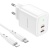 Сетевое зарядное устройство BOROFONE BN9 Reacher 2xUSB-C с Кабелем Type-C - Lightning, 35W, белый