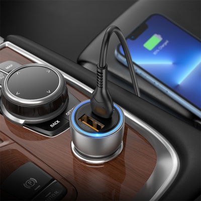 Автомобильное зарядное устройство HOCO NZ8 Sprinter, 1xUSB + 1xUSB-C, 43W, коричневый