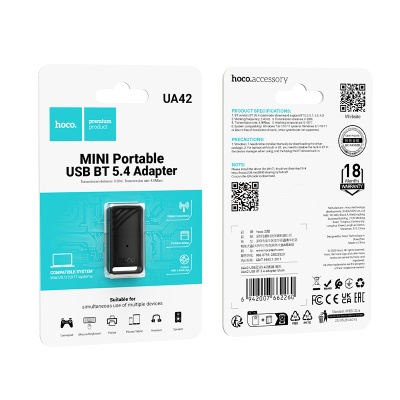 Переходник/Адаптер HOCO UA42 USB (m) - Bluetooth 5.4, черный