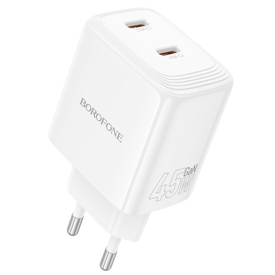Сетевое зарядное устройство BOROFONE BN31 Cargador 2xUSB-C, 45W, белый