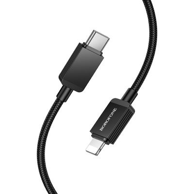 Кабель USB-C BOROFONE BX120 Placer Type-C - Lightning, 27W, 1 м, черный