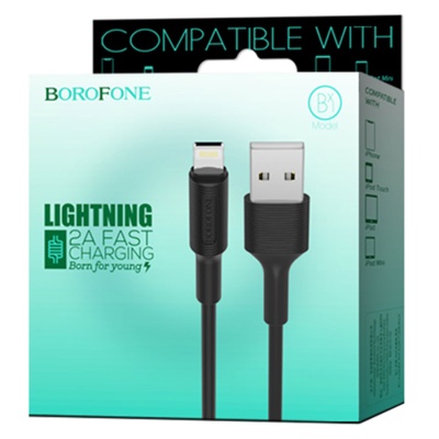 Кабель USB BOROFONE BX1 EzSync USB - Lightning, 2.4А, 1 м, черный