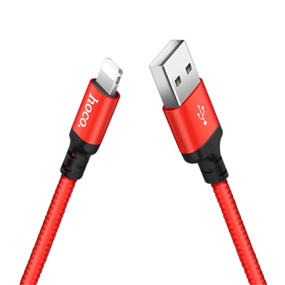Кабель USB HOCO X14 Times speed USB - Lightning, 2А, 2 м, красный+черный