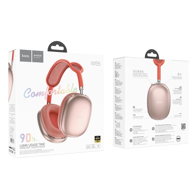 Беспроводные наушники накладные HOCO W55 Pleasing, Bluetooth, розовый