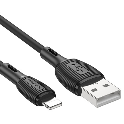 Кабель USB BOROFONE BX86 Advantage USB - Lightning, 2.4А, 1 м, черный