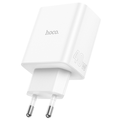Сетевое зарядное устройство HOCO C126A Pure power 1xUSB + 2xUSB-C, 40W, белый
