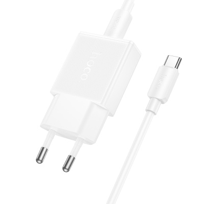 Сетевое зарядное устройство HOCO N72 Speed 1xUSB-C с Кабелем Type-C - Type-C, 20W, белый