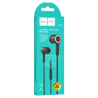 Проводные наушники HOCO M104 Gamble, Jack 3.5mm, 1.2 м, черный