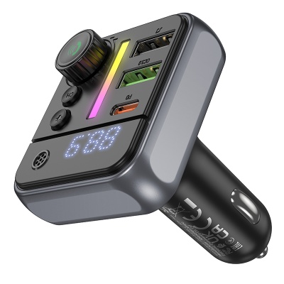Автомобильное зарядное устройство с FM-Трансмиттер BOROFONE BC50 Ascenso, 2xUSB + 1xUSB-C, 0.5A, 38W, черный