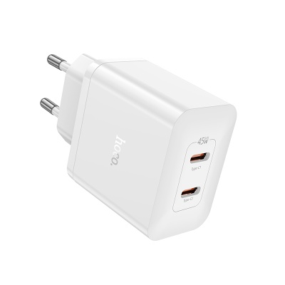 Сетевое зарядное устройство HOCO N35 Streamer 2xUSB-C, 45W, черный